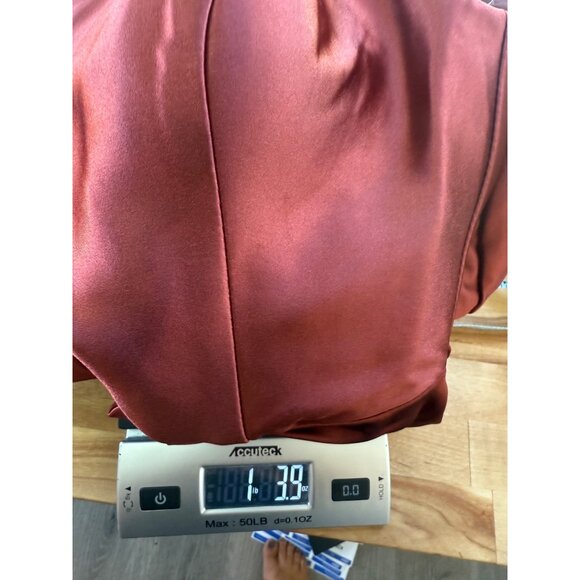 Cicinia Bridesmaid Satin Maxi Dress Sz 0 NWT Rust Terracotta Draped Square Neck - Picture 11 of 13